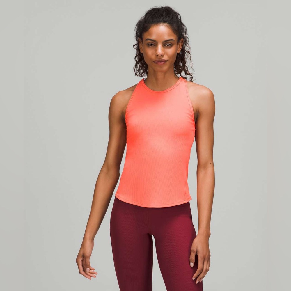 Lululemon Base Pace Ribbed Tank Top in “Raspberry Cream” Color Size 6